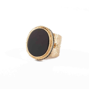 JULIET OVALE Bague Chevalière Gravée Onyx