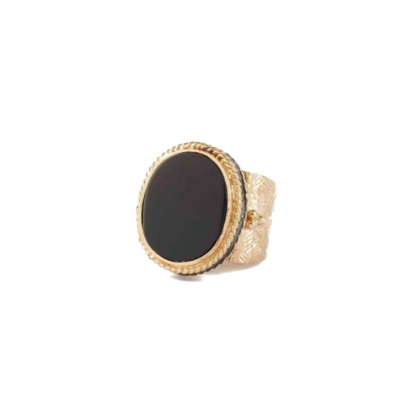 JULIET OVALE Bague Chevalière Gravée Onyx