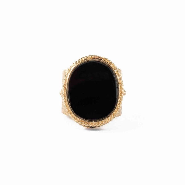 JULIET OVALE Bague Chevalière Gravée Onyx