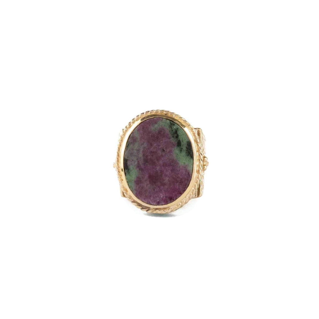 JULIET OVALE Bague Chevalière Gravée Rubis zoisite