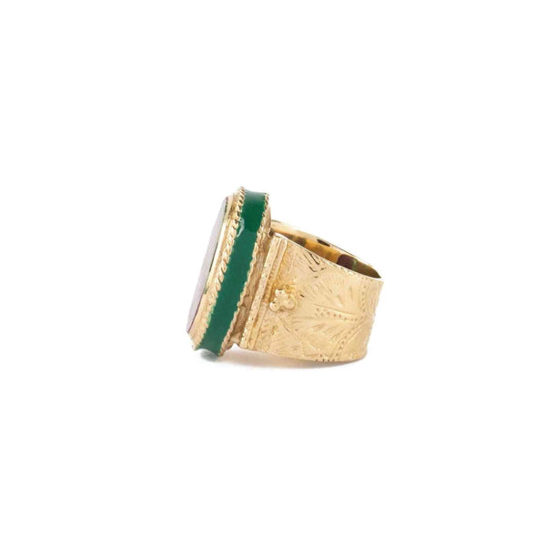 JULIET OVALE Bague Chevalière Gravée Rubis zoisite