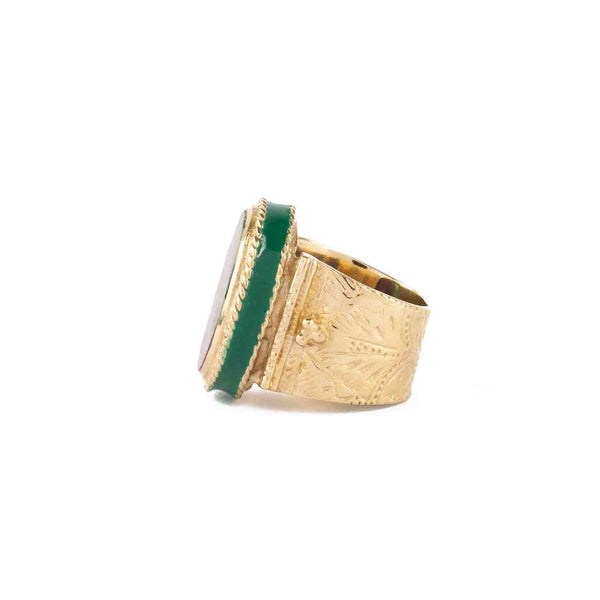 JULIET OVALE Bague Chevalière Gravée Rubis zoisite