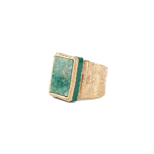 JULIET Bague Chevalière Gravée Amazonite