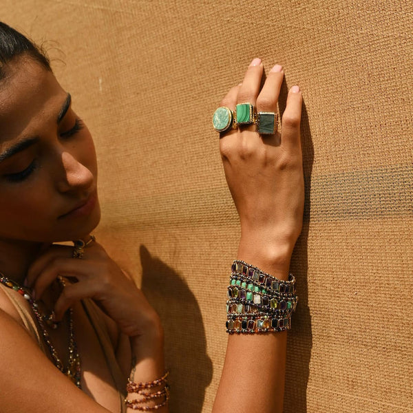 JULIET Bague Chevalière Gravée Labradorite