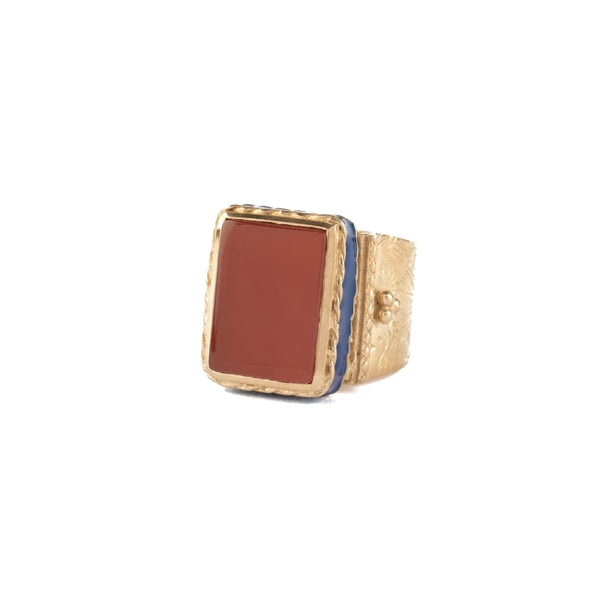 JULIET Bague Chevalière Gravée Cornaline