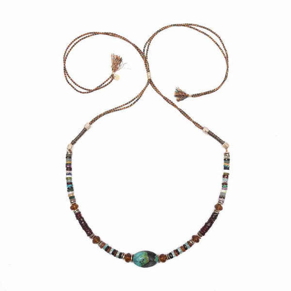 KAJIADO Collier Turquoise Spinelle Hessonite