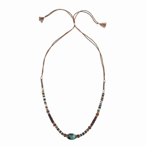 KAJIADO Collier Turquoise Spinelle Hessonite