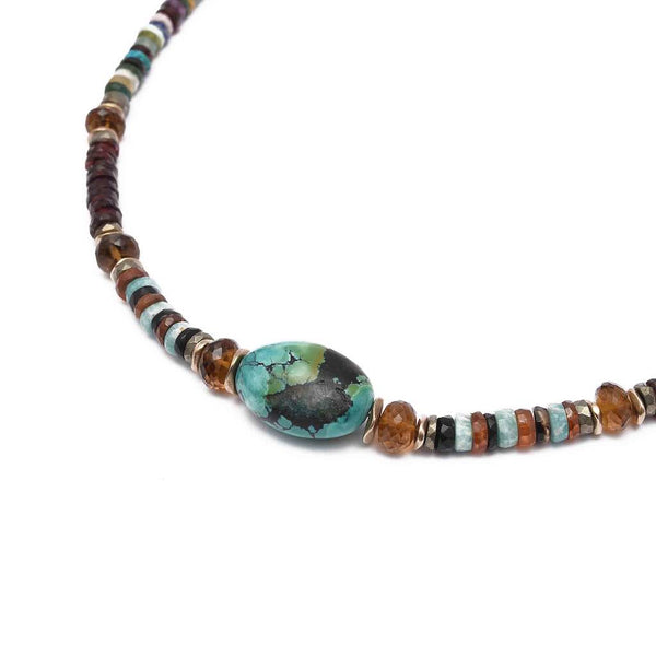 KAJIADO Collier Turquoise Spinelle Hessonite