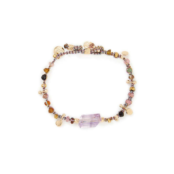 KASHA Bracelet macramé Amétrine, argent plaqué or