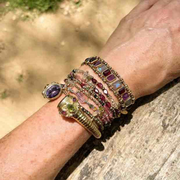 KASHA Bracelet macramé Amétrine, argent plaqué or