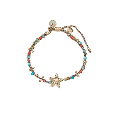 KASHA Bracelet Macramé Etoile de mer, Argent plaqué Or 24 cts