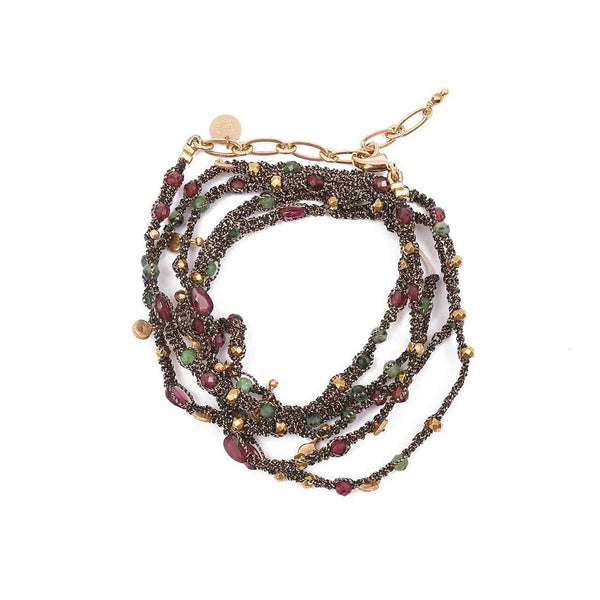 KASHAYA Bracelet multi-tours Bronze Rubis zoisite