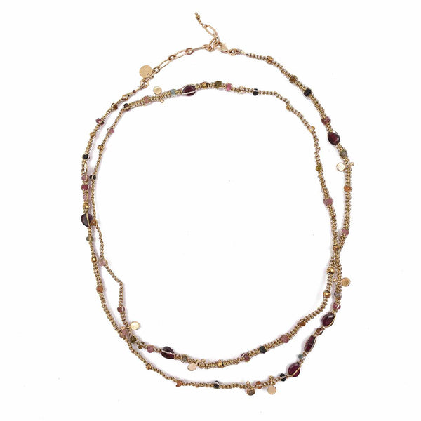 KASHAYA Bracelet multi-tours, Tourmalines - Doré