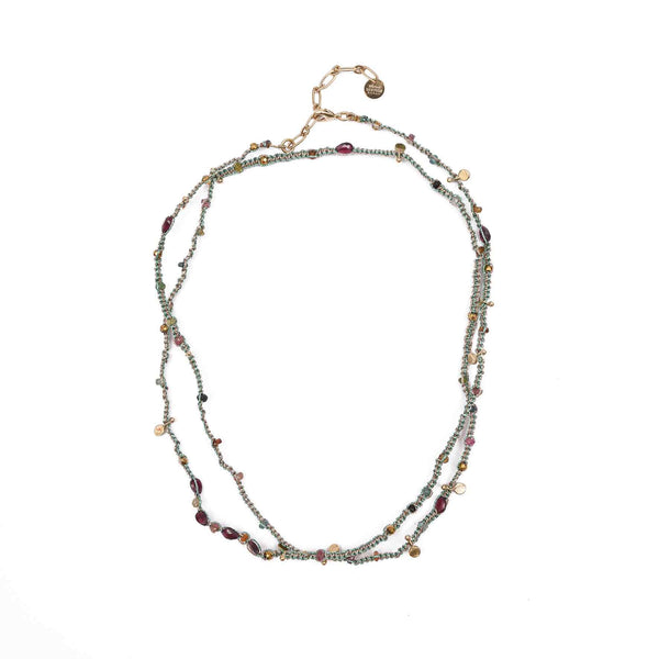 KASHAYA Bracelet multi-tours, Tourmalines coloris gold/turquoise