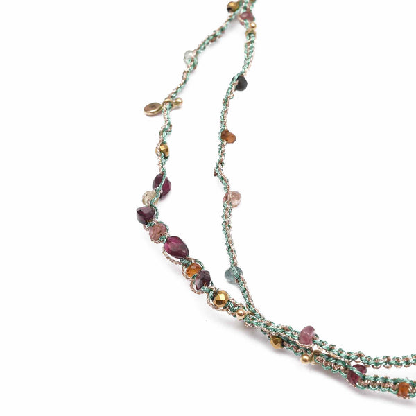 KASHAYA Bracelet multi-tours, Tourmalines coloris gold/turquoise