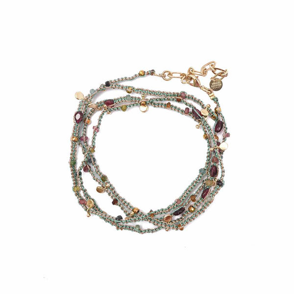 KASHAYA Bracelet multi-tours, Tourmalines coloris gold/turquoise
