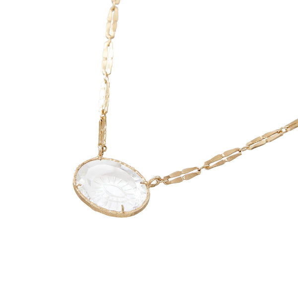 KHEOPS ovale Collier Cristal de roche Œil de protection - Plaqué or 24 cts