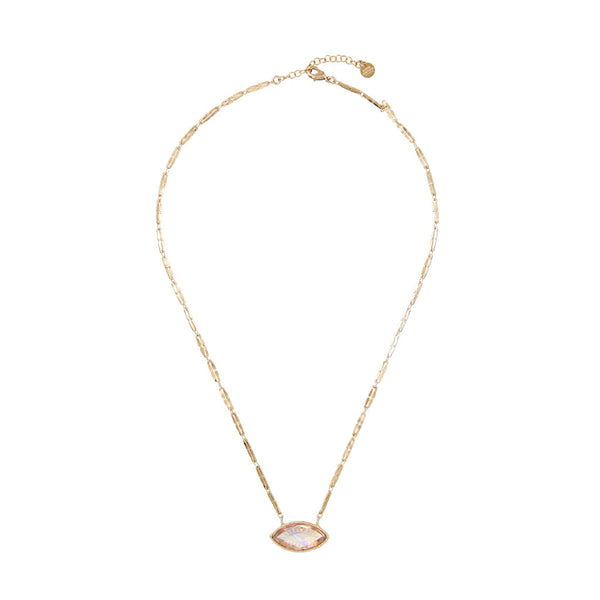 KHEOPS marquise Œil de protection Collier Amétrine - Plaqué or 24 cts