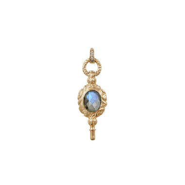 KEY Antique Watch Key Charm, Labradorite & Moonstone