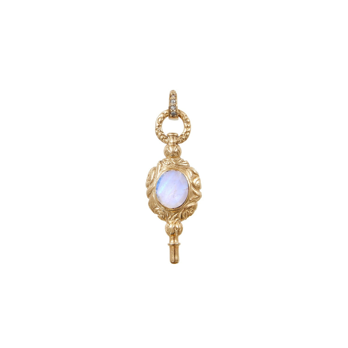 KEY Antique Watch Key Charm, Labradorite & Moonstone