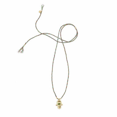 KHAMSA Collier Cordon Tourmaline, Argent plaqué Or