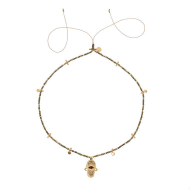 KHAMSA PERLE Collier Pyrite Argent plaqué Or