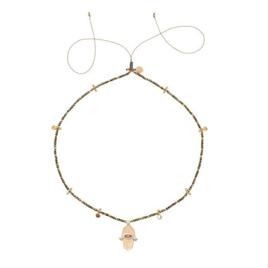 KHAMSA PERLE Collier Pyrite Argent plaqué Or