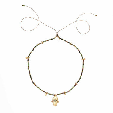 KHAMSA PERLE Collier Rubis Zoisite Argent plaqué Or