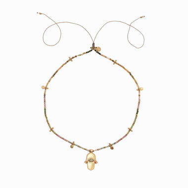 KHAMSA PERLE Collier Tourmaline Argent plaqué Or