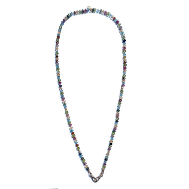 KRITI Chaîne perlée pierres multicolores, Laiton doré