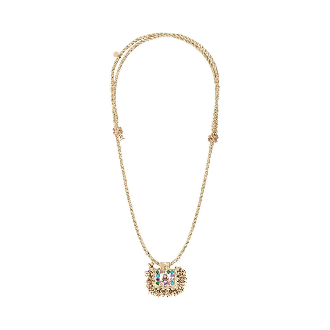 KUCHI Cordon gold - Collier Amulette Pierres Multicolores Doré 24 cts