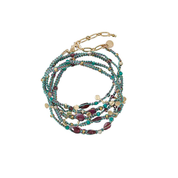 KASHAYA Bracelet multi-tours, Turquoise, bordeaux