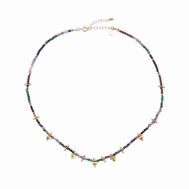 LUCKY Collier Malachite Améthyste Argent 925 plaqué Or