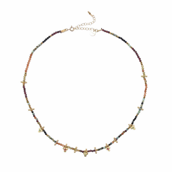 LUCKY Collier Spinelle Hessonite Argent 925 plaqué Or