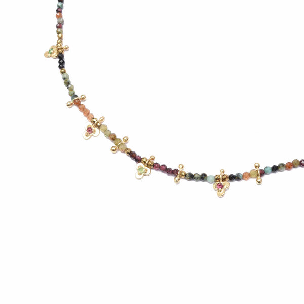 LUCKY Collier Spinelle Hessonite Argent 925 plaqué Or