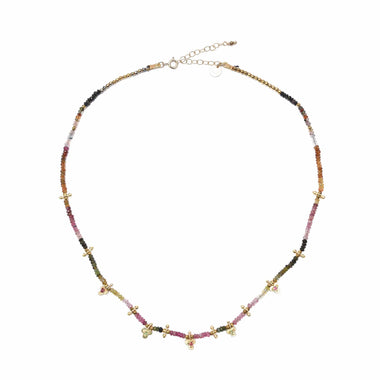 LUCKY Collier Tourmalines multicolores Argent 925 plaqué Or
