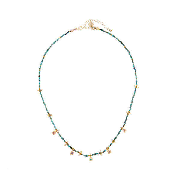 LUCKY Collier Turquoise Argent 925 plaqué Or