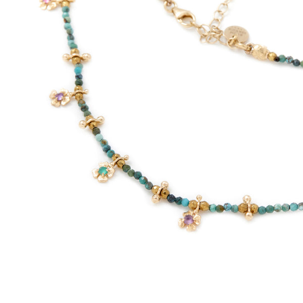 LUCKY Collier Turquoise Argent 925 plaqué Or