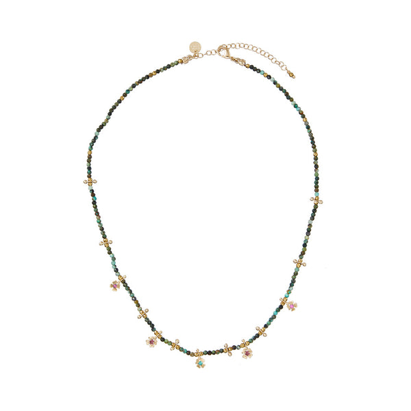 LUCKY Collier Turquoise africaine - Argent plaqué Or 24 cts