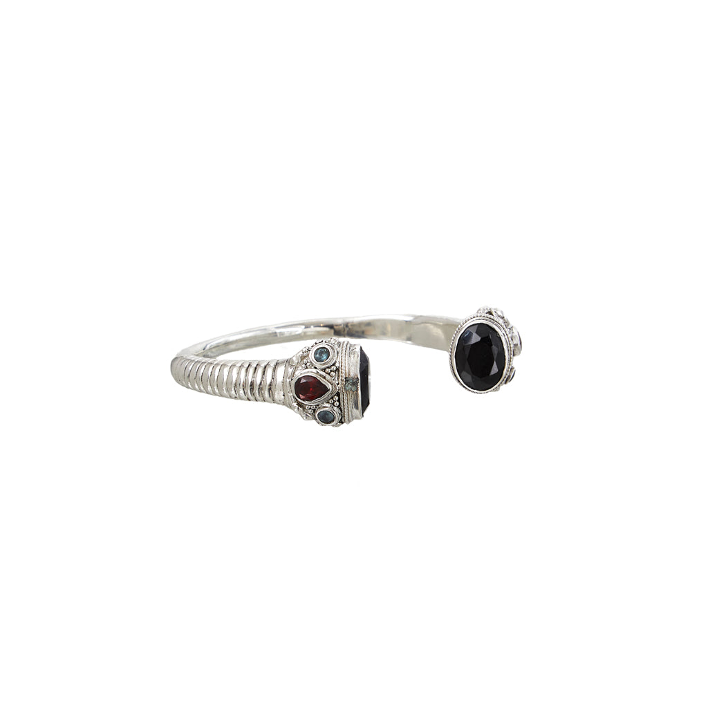 MAHARADJAH Bracelet jonc argenté Onyx