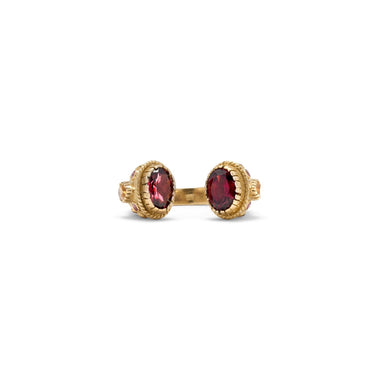 MAHARADJAH Bague Grenat Argent plaqué Or 24 cts
