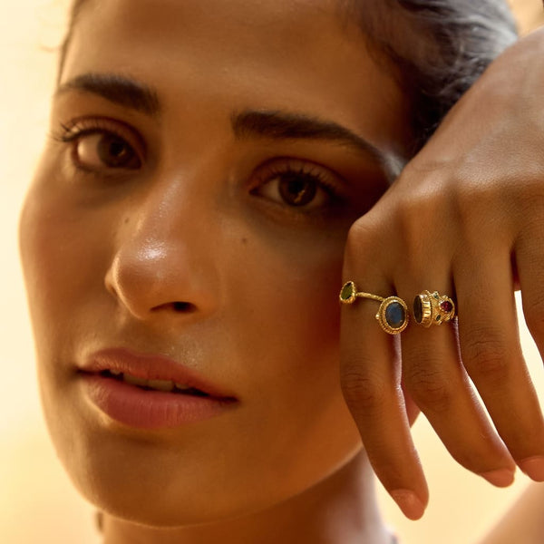 MAHARADJAH Labradorite Bague argent plaqué Or