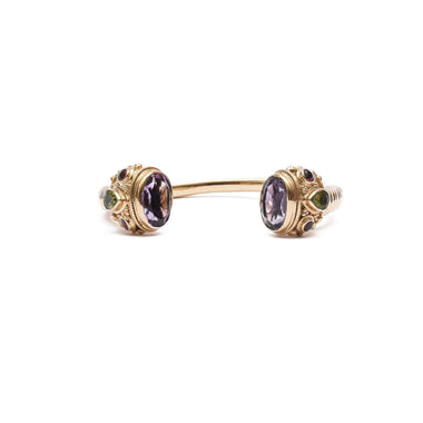 MAHARADJAH Amethyst Bangle Bracelet – 24k Gold-Plated