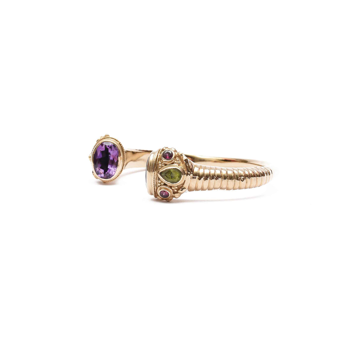 MAHARADJAH Amethyst Bangle Bracelet – 24k Gold-Plated