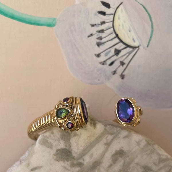 MAHARADJAH Bracelet jonc Améthyste - Doré 24 cts