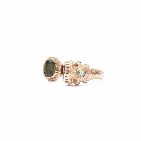 MAHARADJAH Tourmalines Bague argent plaqué Or