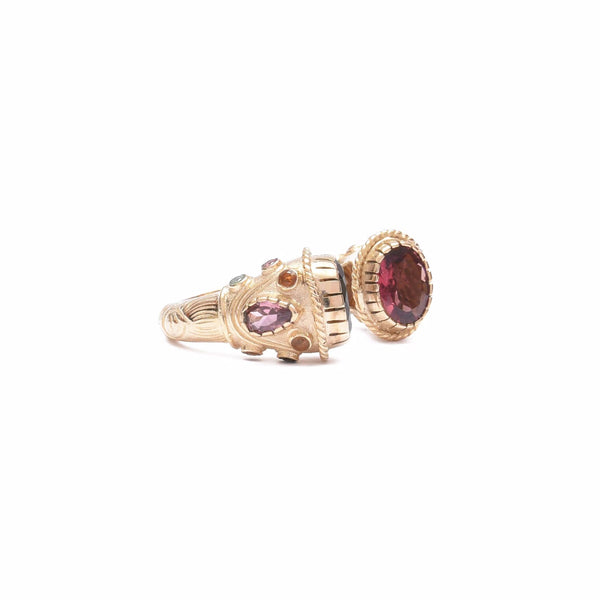 MAHARADJAH Tourmalines Bague argent plaqué Or