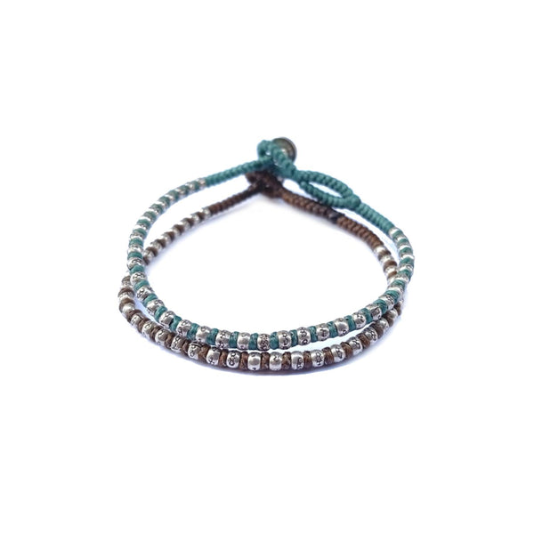 MAKI Bracelet unisexe Rayé Perles Argent
