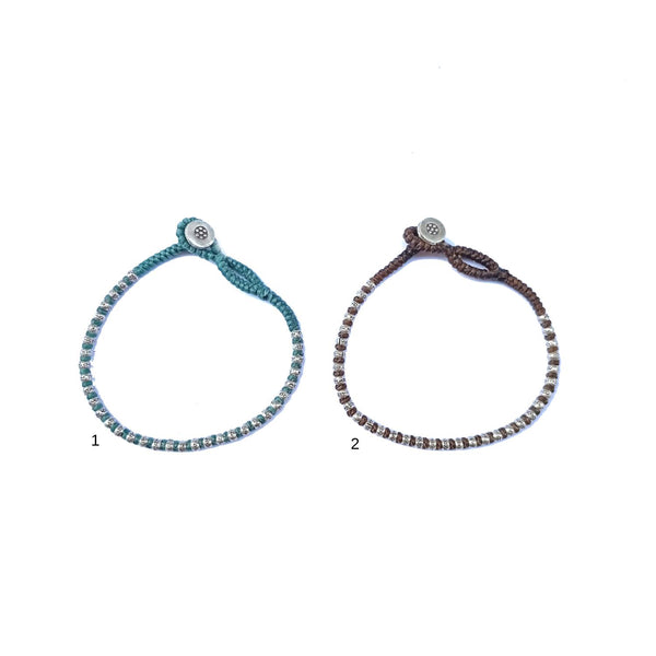 MAKI Bracelet unisexe Rayé Perles Argent