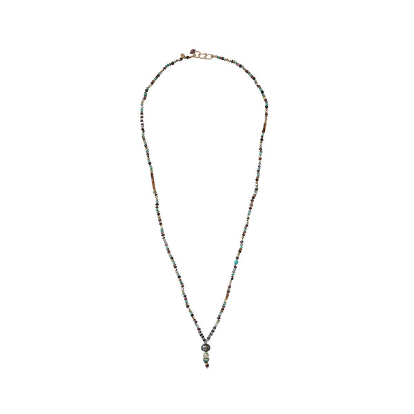 MALA Sautoir Pierres fines Multicolores, Perle d'eau douce, Tourmaline, Grenat, Apatite